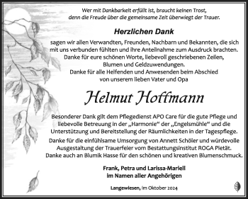 Traueranzeige von Helmut Hoffmann von Südthüringer Presse