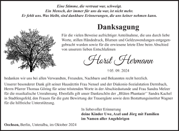Traueranzeige von Horst Hermann von Südthüringer Presse