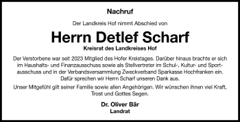 Traueranzeige von Detlef Scharf von Frankenpost