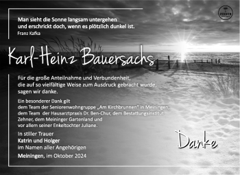 Traueranzeige von Karl-Heinz Bauersachs von Südthüringer Presse