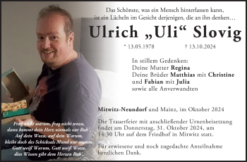 Traueranzeige von Ulrich Slovig von Neue Presse Coburg