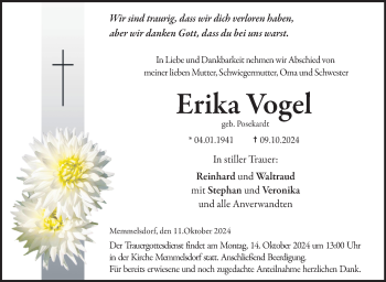 Traueranzeige von Erika Vogel von Neue Presse Coburg