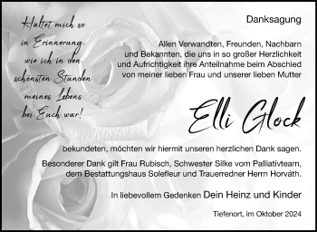 Traueranzeige von Elli Glock von Südthüringer Presse