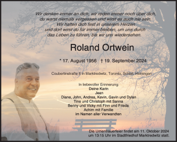Traueranzeige von Roland Ortwein von Frankenpost
