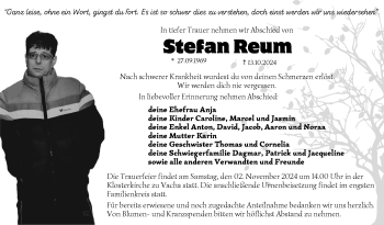 Traueranzeige von Stefan Reum von Südthüringer Presse