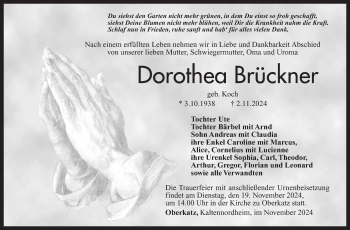 Traueranzeige von Dorothea Brückner von Südthüringer Presse
