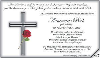 Traueranzeige von Annemarie Beck von Südthüringer Presse