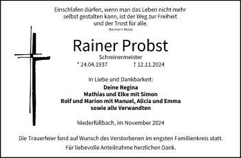 Traueranzeige von Rainer Probst von Neue Presse Coburg