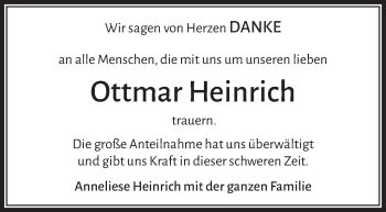 Traueranzeige von Ottmar Heinrich von Frankenpost