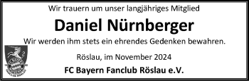 Traueranzeige von Daniel Nürnberger von Frankenpost
