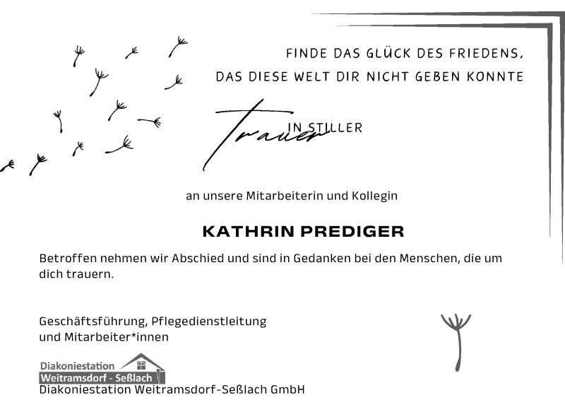  Traueranzeige für Kathrin Prediger vom 16.11.2024 aus Neue Presse Coburg