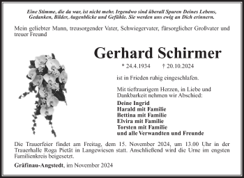 Traueranzeige von Gerhard Schirmer von Südthüringer Presse