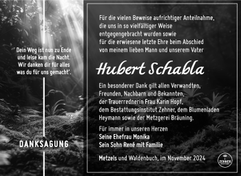 Traueranzeige von Hubert Schabla von Südthüringer Presse