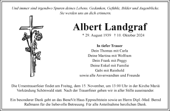 Traueranzeige von Albert Landgraf von Frankenpost
