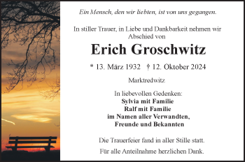Traueranzeige von Erich Groschwitz von Frankenpost