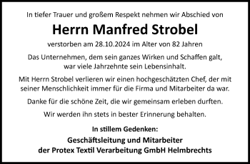 Traueranzeige von Manfred Strobel von Frankenpost