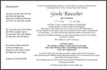 Traueranzeige von Gisela Rauscher von Südthüringer Presse