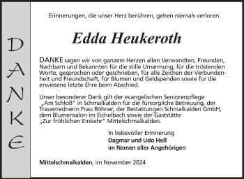 Traueranzeige von Edda Heukeroth von Südthüringer Presse