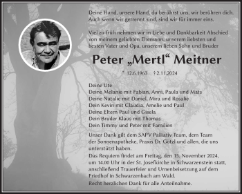 Traueranzeige von Peter Meitner von Frankenpost