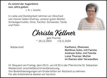 Traueranzeige von Christa Kellner von Frankenpost