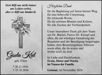 Traueranzeige von Gisela Kiel von Südthüringer Presse