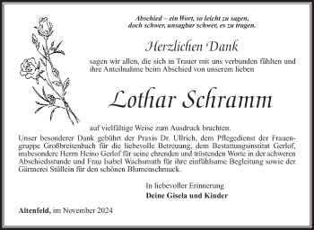 Traueranzeige von Lothar Schramm von Südthüringer Presse