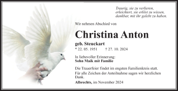 Traueranzeige von Christina Anton von Südthüringer Presse