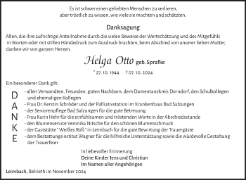 Traueranzeige von Helga Otto von Südthüringer Presse