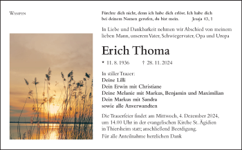 Traueranzeige von Erich Thoma von Frankenpost