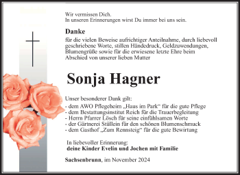Traueranzeige von Sonja Hagner von Südthüringer Presse