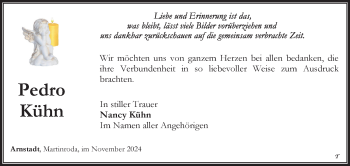 Traueranzeige von Pedro Kühn von Südthüringer Presse