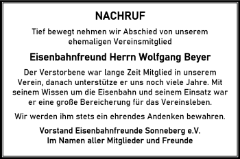 Traueranzeige von Wolfgang Bayer von Südthüringer Presse