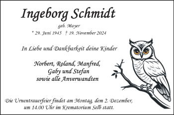 Traueranzeige von Ingeborg Schmidt von Frankenpost