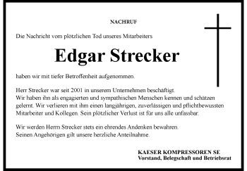 Traueranzeige von Edgar Strecker von Neue Presse Coburg