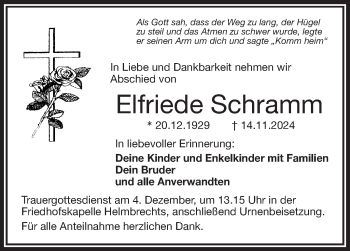 Traueranzeige von Elfriede Schramm von Frankenpost