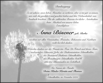 Traueranzeige von Anna Bösener von Südthüringer Presse
