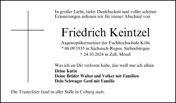 Traueranzeige von Friedrich Keintzel von Neue Presse Coburg
