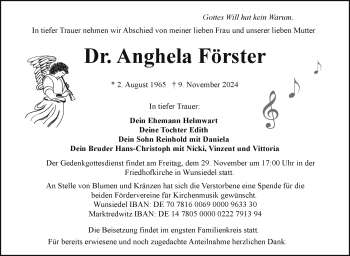 Traueranzeige von Anghela Förster von Frankenpost