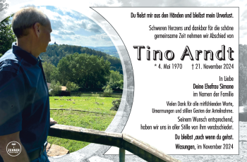 Traueranzeige von Tino Arndt von Südthüringer Presse