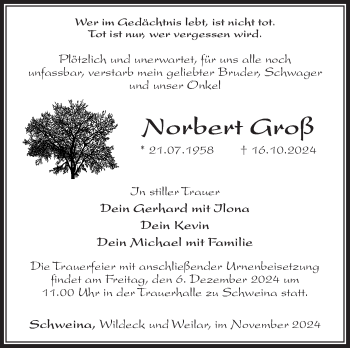 Traueranzeige von Norbert Groß von Südthüringer Presse