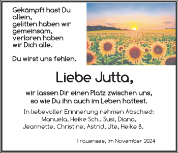 Traueranzeige von Jutta  von Südthüringer Presse