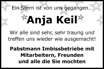 Traueranzeige von Anja Keil von Frankenpost