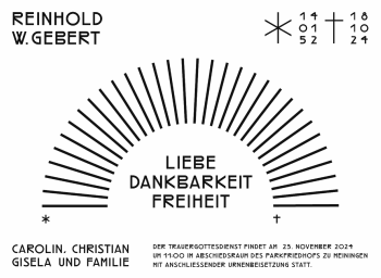 Traueranzeige von Reinhold Gebert von Südthüringer Presse