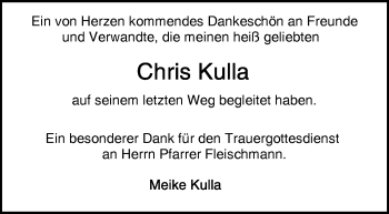 Traueranzeige von Chris Kulla von Frankenpost