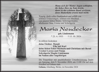 Traueranzeige von Maria Neudecker von Südthüringer Presse