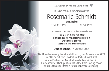 Traueranzeige von Schmidt Rosemarie von Neue Presse Coburg