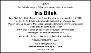 Traueranzeige von Iris Bilek von Neue Presse Coburg