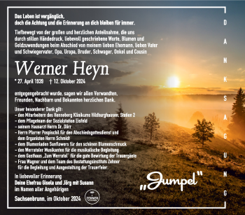 Traueranzeige von Werner Heyn von Südthüringer Presse