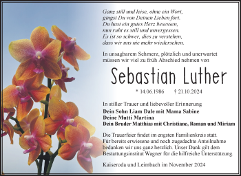 Traueranzeige von Sebastian Luther von Südthüringer Presse