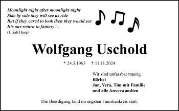 Traueranzeige von Wolfgang Uschold von Frankenpost